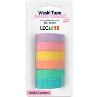Fita Adesiva 12mmx3m C/6 Washi Tape Pastel - Leo