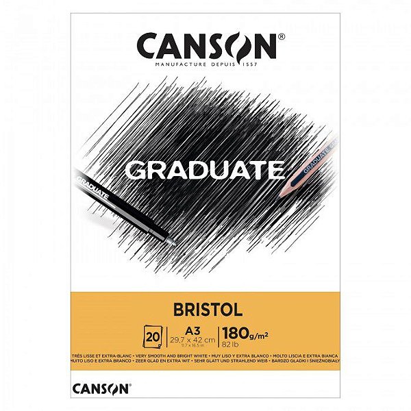 Bloco A3 180g 20f Graduate Bristol - Canson