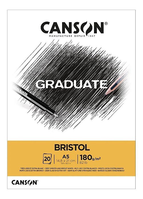 Bloco A5 180g 20f Graduate Bristol - Canson