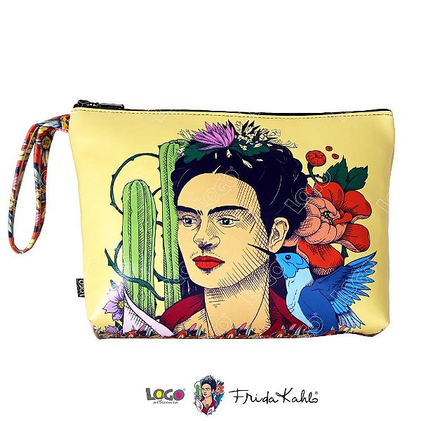 Necessaire Estampa Frida Kahlo Bege - Logo