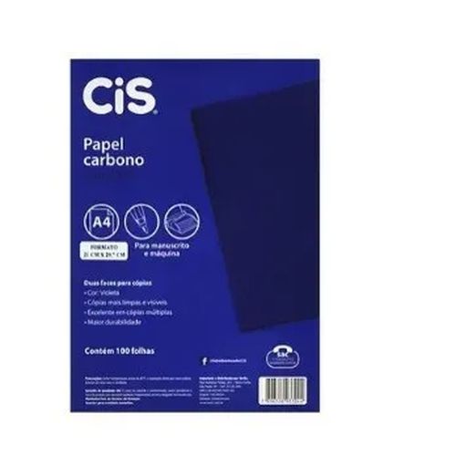 Papel Carbono A4 100f Dp Face Azul - Cis