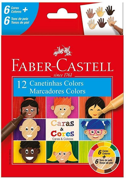 Canetinha C/6 + 6 Caras E Cores - Faber Castell