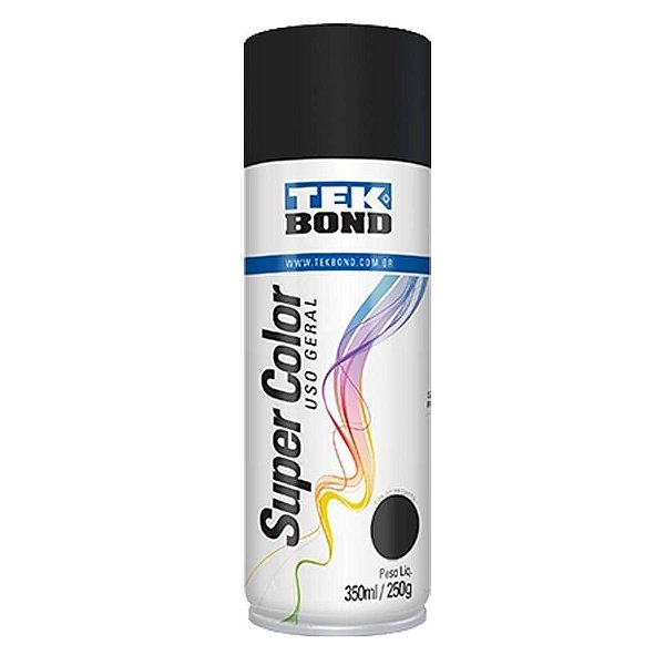 Tinta Spray 350ml Supercolor Preto Fosco - Tekbond