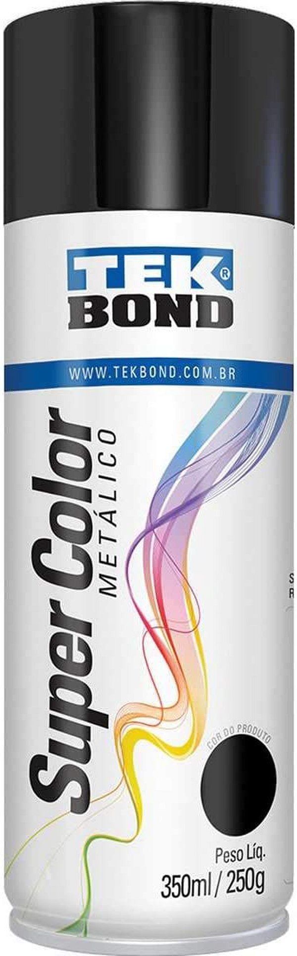 Tinta Spray 350ml Supercolor Metal Preta - Tekbond