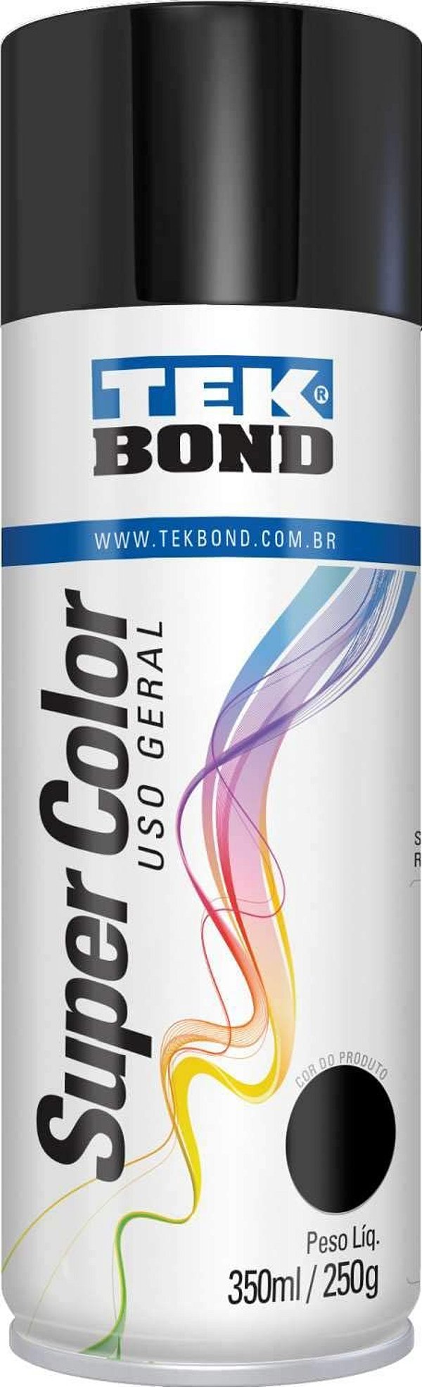 Tinta Spray 350ml Supercolor Preto Brilho - Tekbon
