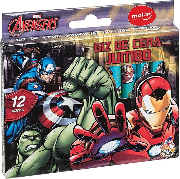 Giz De Cera C/12 Cores Jumbo Avengers - Molin