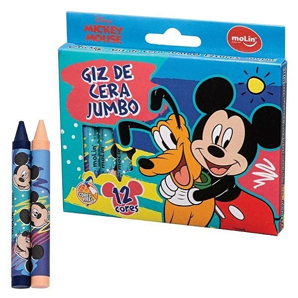 Giz De Cera C/12 Cores Jumbo Mickey - Molin