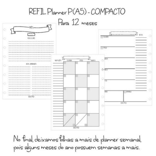 Refil A5 Caderno Organizador Compacto - Octo