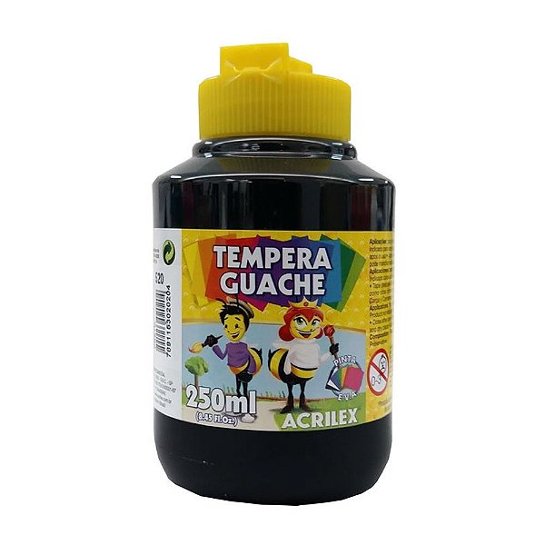 Tempera Guache 250ml Preto - Acrilex