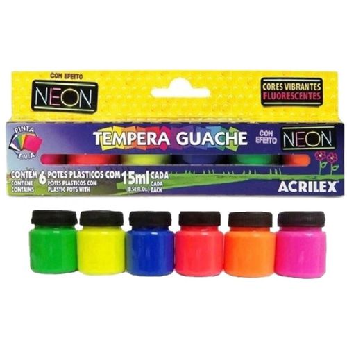 Tinta Guache 15ml C/6 Neon Sortidas - Acrilex