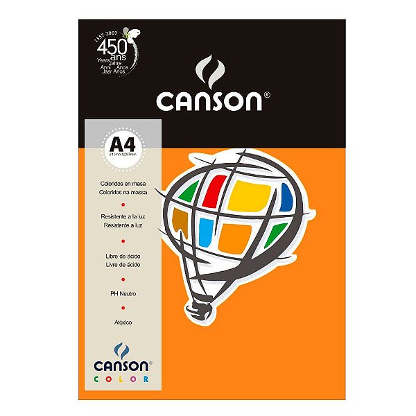 Papel A4 180g 10f Color Cenoura - Canson