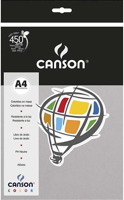 Papel A4 180g 10f Color Cinza - Canson