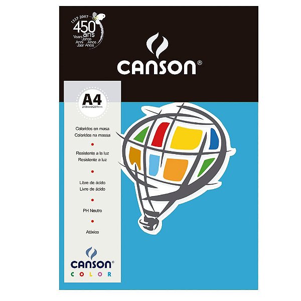 Papel A4 180g 10f Color Azul Mar - Canson