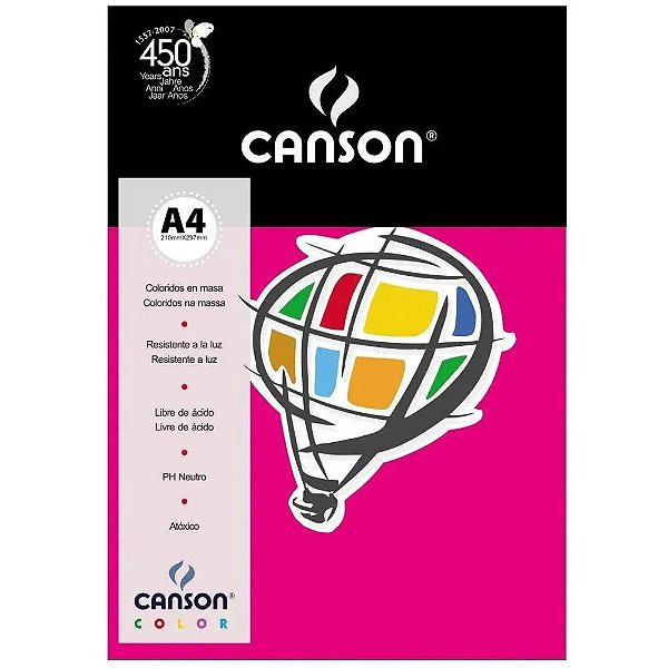 Papel A4 180g 10f Color Rosa Escuro - Canson