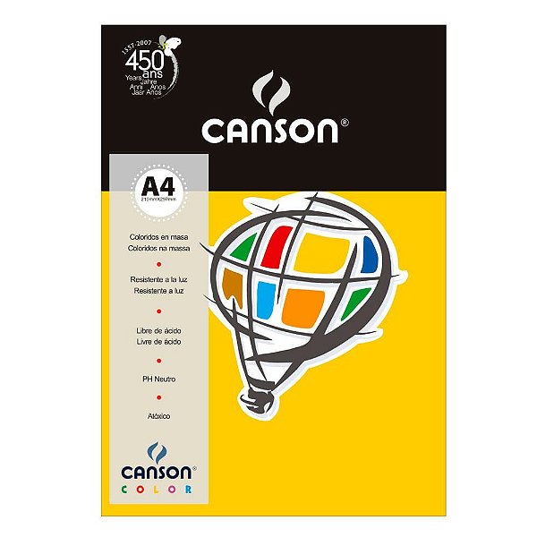 Papel A4 180g 10f Color Amarelo - Canson