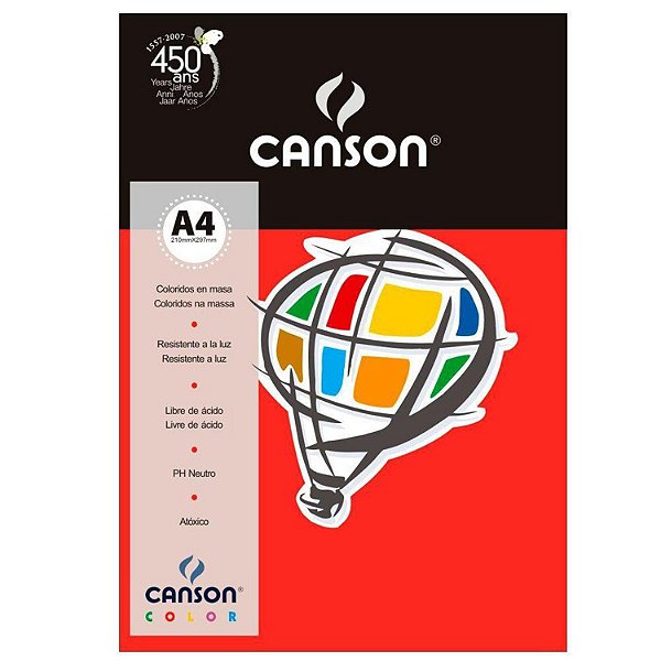 Papel A4 180g C/50f Color Vermelho - Canson