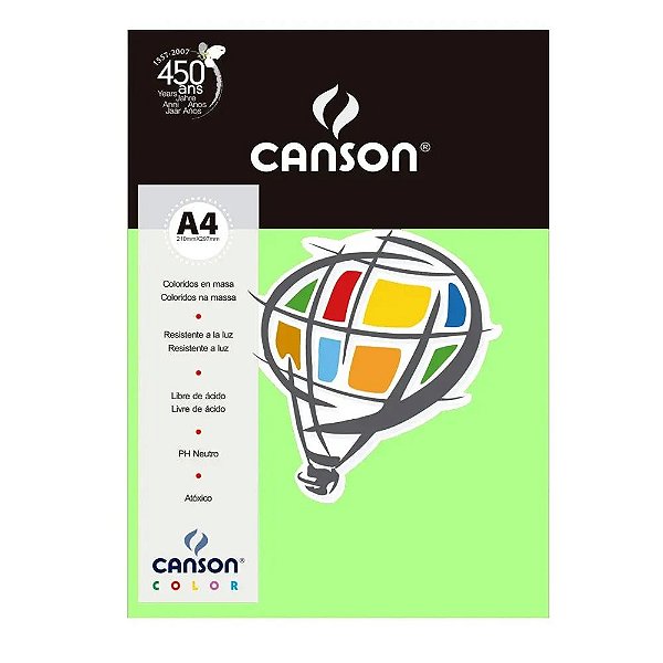 Papel A4 180g C/50f Color Verde Agua - Canson