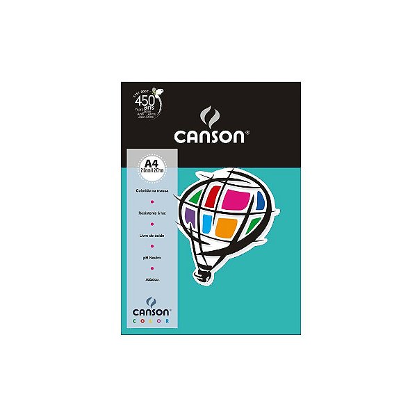 Papel A4 180g C/50f Color Azul Turquesa - Canson
