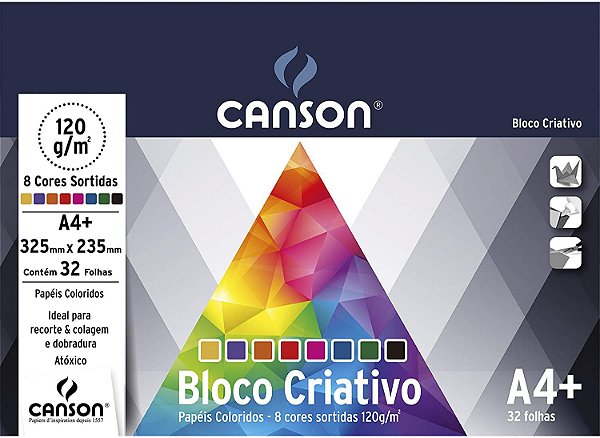 Bloco Criativo A4 120g C/32f C/8 Cores - Canson