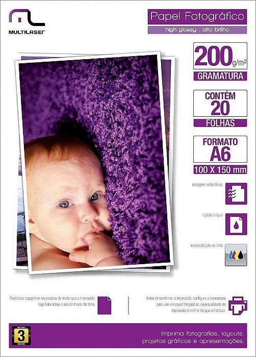 Papel Fotografico A6 200g 20f Glossy - Multilaser