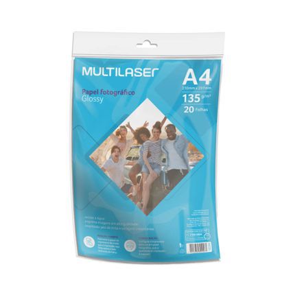 Papel Fotografico A4 135g 20f Glossy - Multilaser