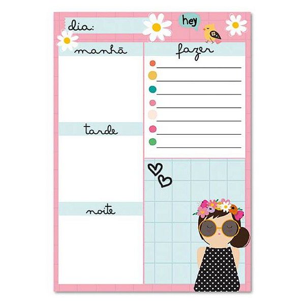 Bloco Planner Diario 90g 60f H Hey - Me Encanta