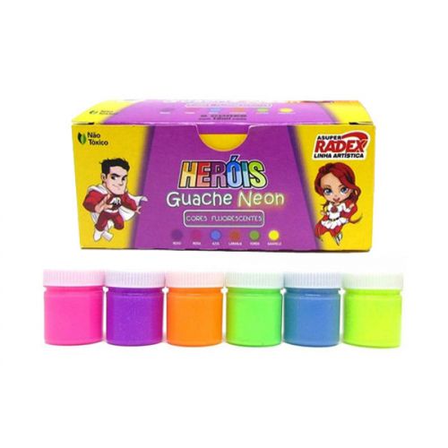 Tinta Guache 15ml 6 Cores Neon - Radex