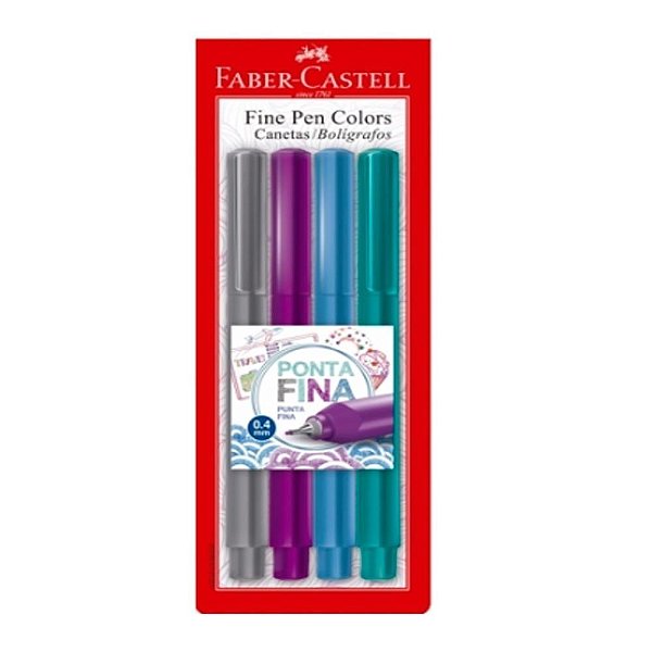 Estojo C/4 0,4mm Caneta Fine Pen Sortido - Faber