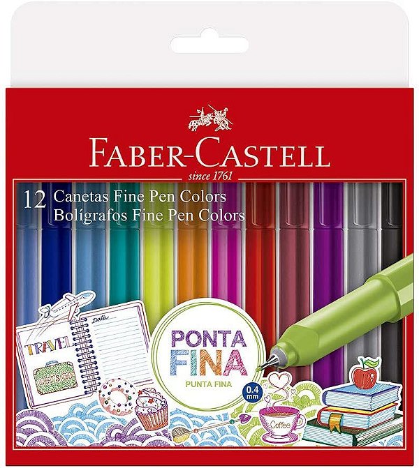 Estojo C/12 Caneta Fine Pen Colors - Faber Castell