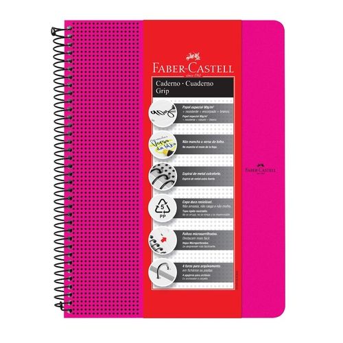 Caderno Grip Pautado 80f Rosa - Faber Castell