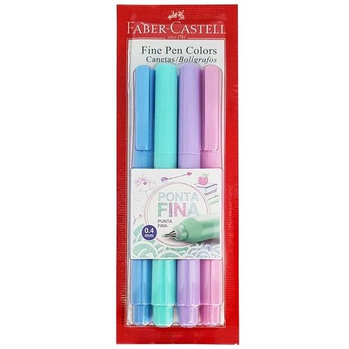 Estojo C/4 Caneta Fine Pen Pastel - Faber Castell