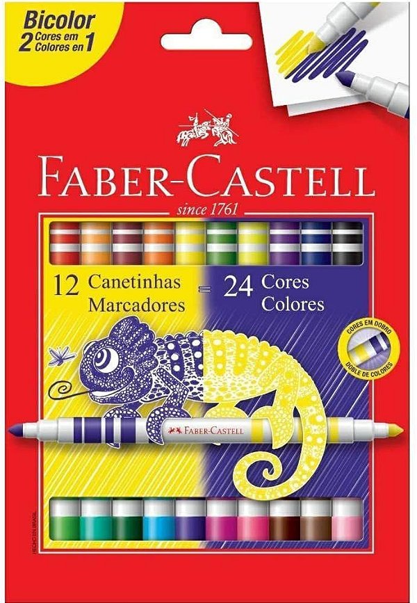 Caneta Hidrografica C/12 Bicolor - Faber Castell