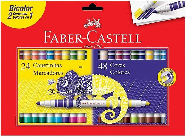 Caneta Hidrografica C/24 Bicolor - Faber Castell