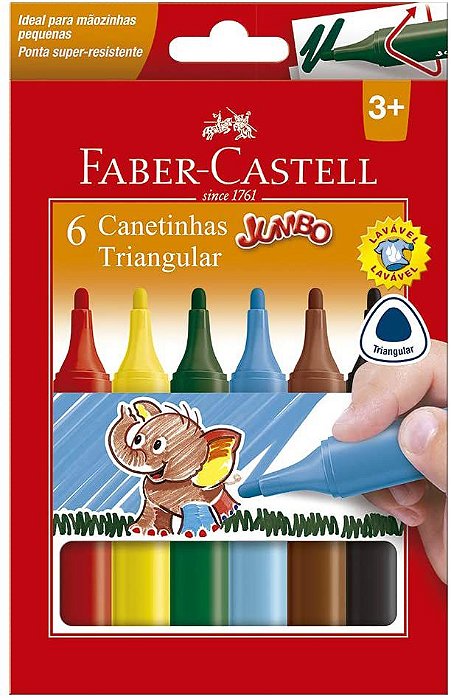 Canetinha Hidrografica C/6 Jumbo Triangular -faber