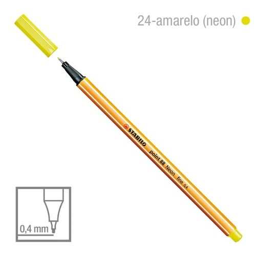 Caneta Point 88/024 0,4mm Neon Amarelo - Stabilo