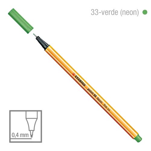 Caneta Point 88/033 0,4mm Neon Verde - Stabilo