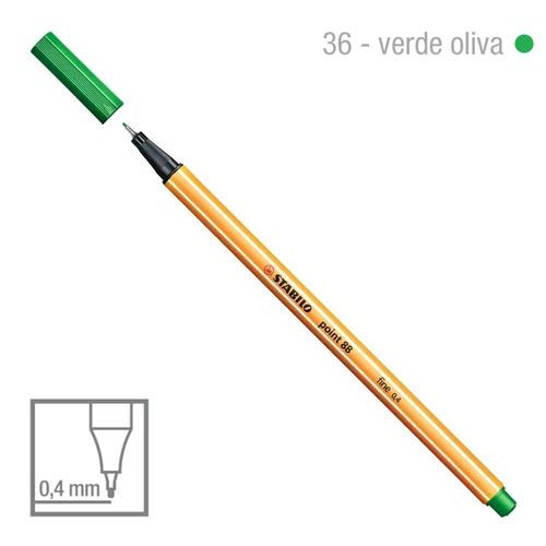Caneta Point 88/36 0,4mm Verde Oliva - Stabilo