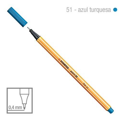 Caneta Point 88/51 0,4mm Azul Turquesa - Stabilo