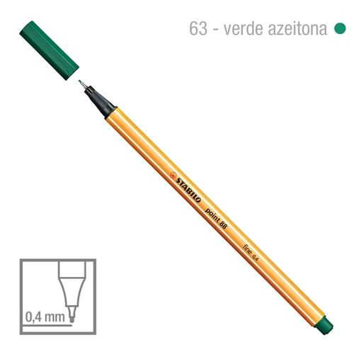 Caneta Point 88/63 0,4mm Verde Azeitona - Stabilo