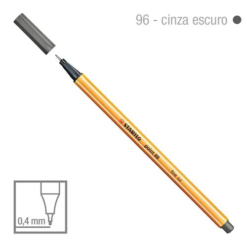 Caneta Point 88/96 0,4mm Cinza Escuro - Stabilo