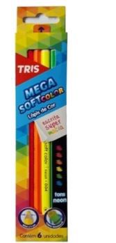 Lapis Cor Mega Soft Color 6 Cores Neon - Tris