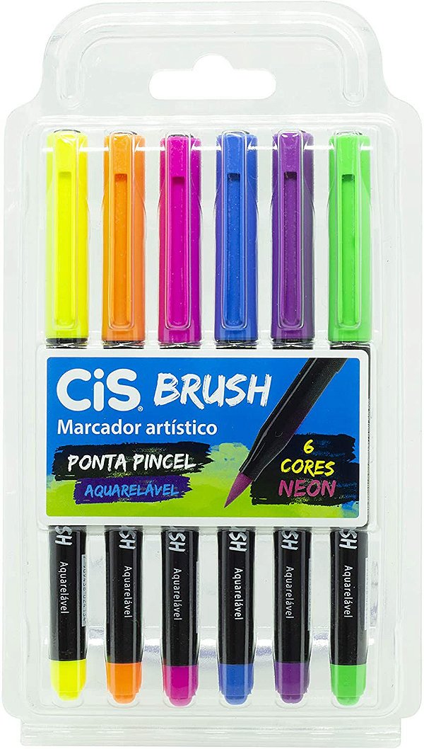 Estojo C/6 Marcador Brush Tons Neon - Cis