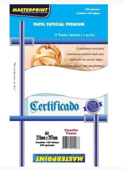 Papel Couche A4 200g 100f Esp Fosco - Masterprint