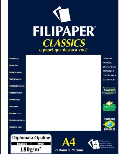 Papel A4 180g 50f Diplomata Bco Classic -filipaper