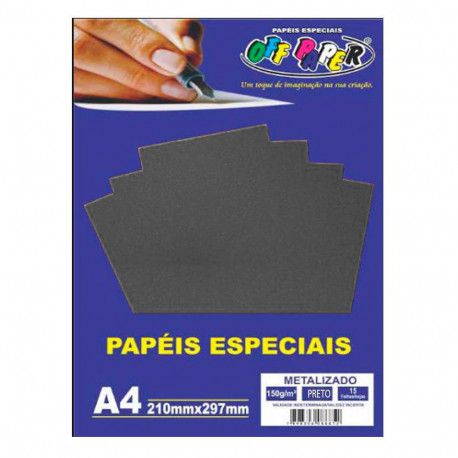 Papel A4 150g 15f Metalizado Preto - Off Paper