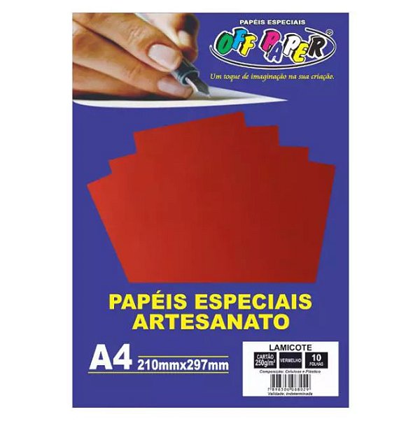 Papel Lamicote A4 250g 10f Vermelho - Off Paper