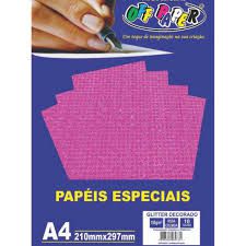 Papel A4 150g 10fls Glitter Dec Rosa Col-off Paper