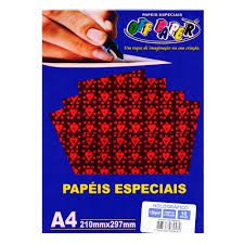 Papel A4 120g 10f Holografico Vermelho - Off Paper