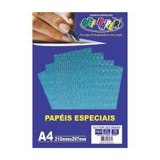 Papel A4 150g 10fls Glitter Dec Azul Col-off Paper