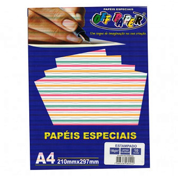 Papel A4 180g 10f Estampado Listras - Offpaper